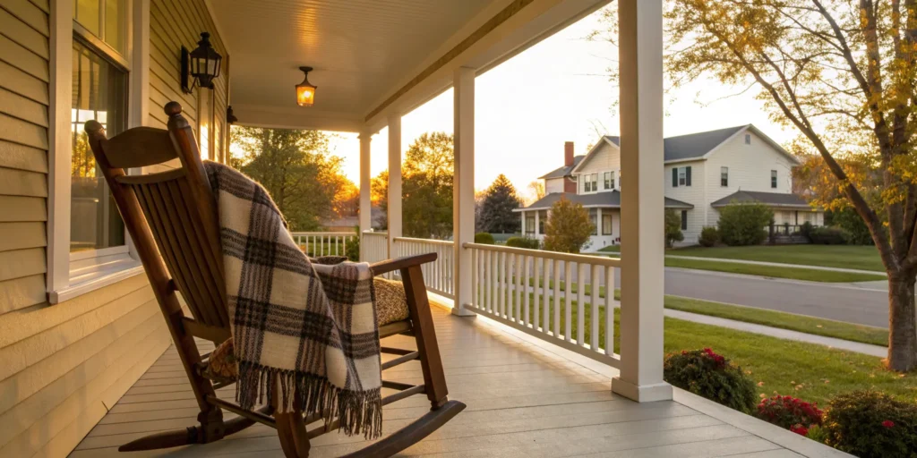 A quiet porch representing the peace of mind from the best term life insurance with no medical exam.