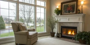 A cozy living room in a home protected by one of the best homeowners insurance companies.