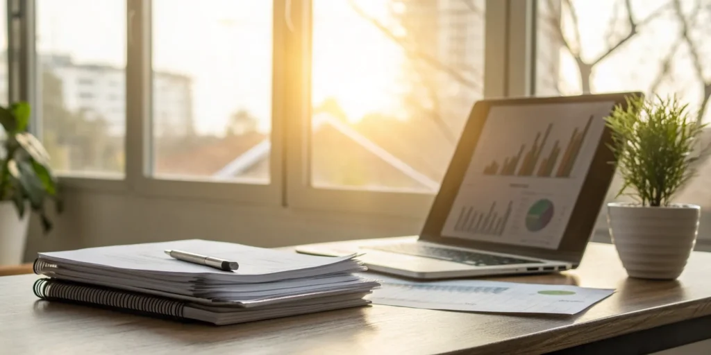 Business owner reviewing documents to see if their LLC needs business insurance.