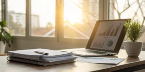 Business owner reviewing documents to see if their LLC needs business insurance.