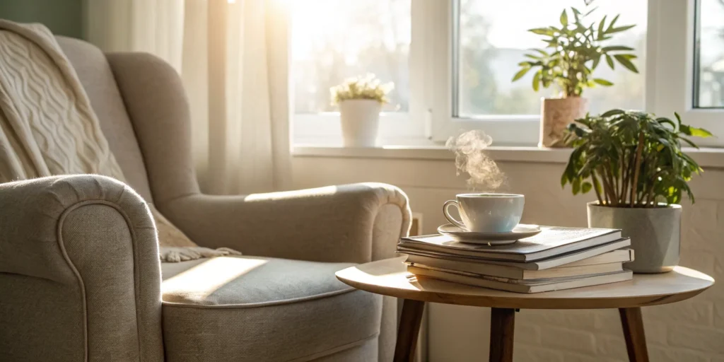 A cozy living room showing the security that comes from knowing how much term life insurance is.