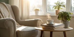 A cozy living room showing the security that comes from knowing how much term life insurance is.