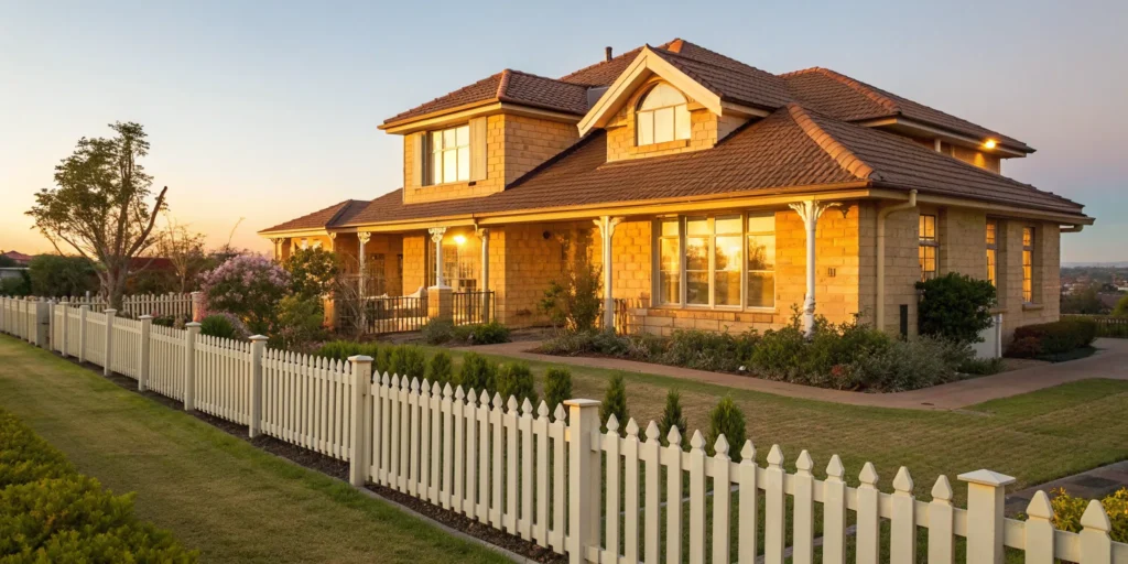 A two-story house showing what homeowners insurance covers.
