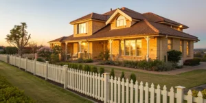 A two-story house showing what homeowners insurance covers.