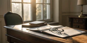 A book and glasses on a desk for understanding professional liability insurance cost.
