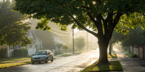 A car parked on a street, a smart choice made possible by finding cheap car insurance.