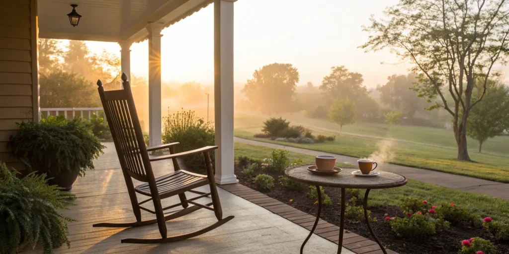 Rocking chair on a porch, a peaceful scene for cheapest life insurance over 50 no exam.
