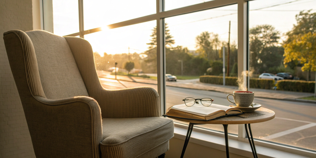 A quiet reading scene showing the peace of mind that comes from understanding liability insurance coverage.