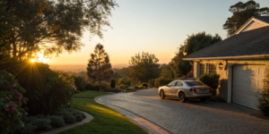 A car parked in a driveway, an asset needing a cheap full coverage car insurance quote.