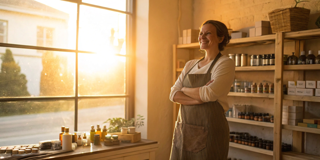 Small business owner in their shop, protected by general liability insurance coverage.