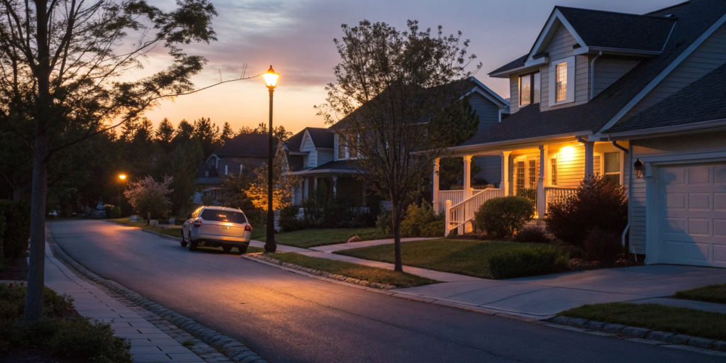 A suburban home and car insured by one of the best companies to bundle home and auto insurance.