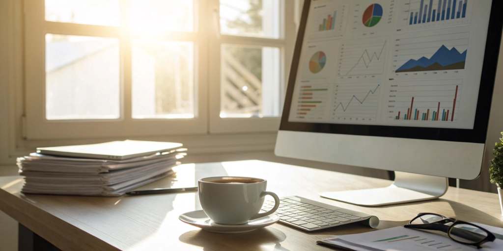 A computer screen with charts comparing different business insurance rates.
