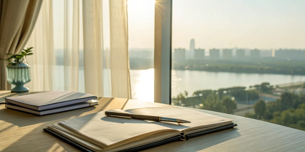Calculating the cost of self employed liability insurance with a pen and notebook.