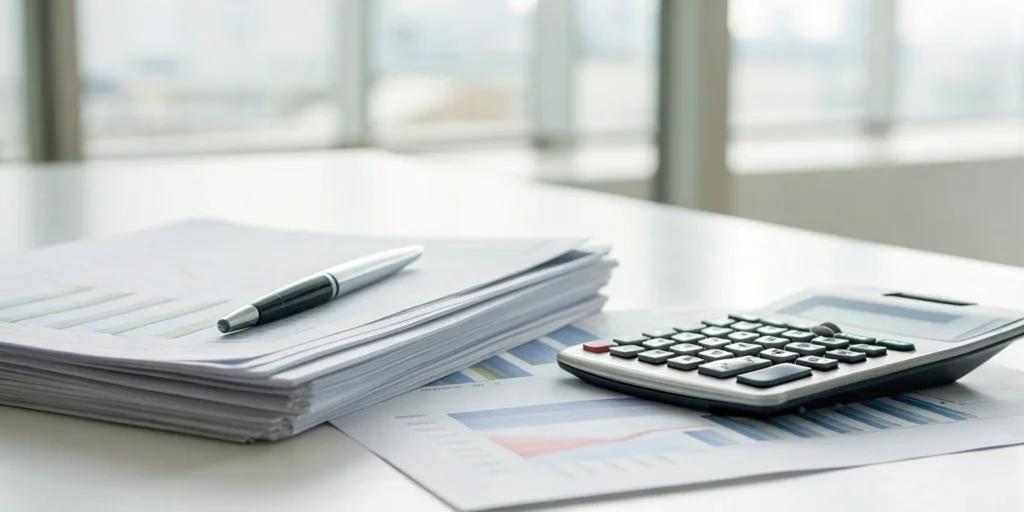 Insurance documents and a calculator to determine what a small business needs.