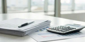 Insurance documents and a calculator to determine what a small business needs.