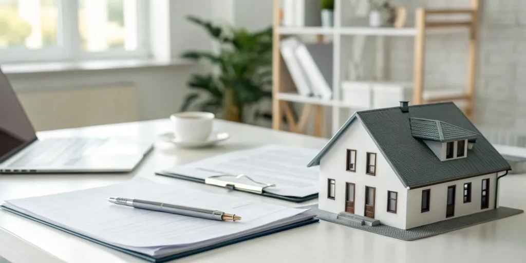 A personal liability coverage renters policy document next to a house model.
