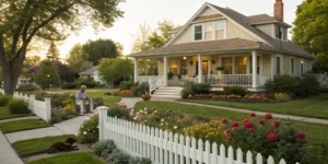 A suburban home financially protected by the personal liability section of a homeowners policy.
