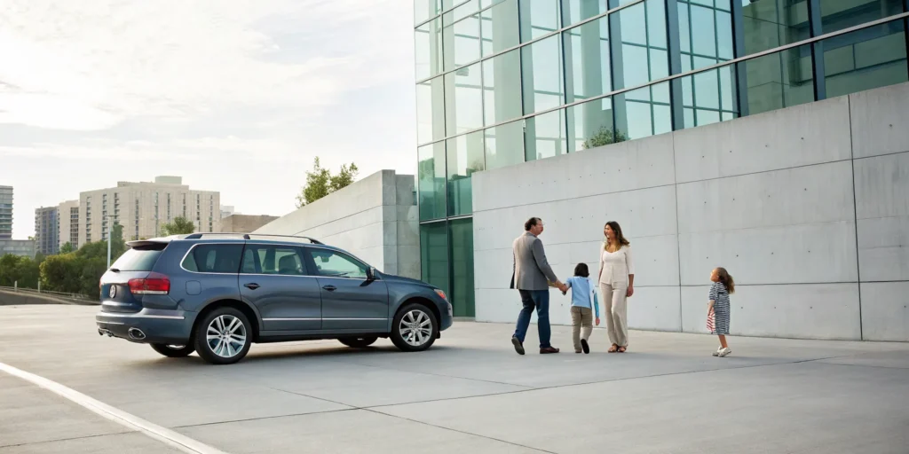 A family stands by their SUV, secured with the best full coverage auto insurance.