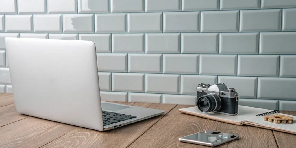 Documenting personal property for insurance using a laptop, camera, and smartphone.