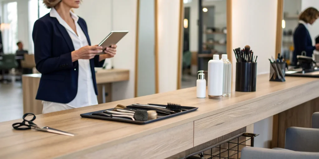 Beauty shop in Illinois with professional equipment, a key factor for an accurate insurance quote.