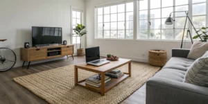 A living room with personal items protected by the best renters insurance coverage.