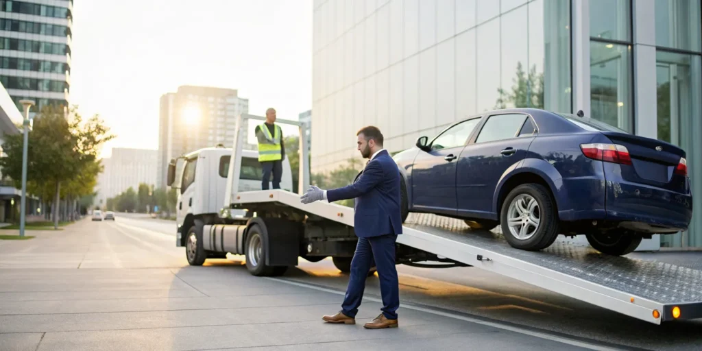 A car being towed, which raises the question of whether insurance does cover towing.