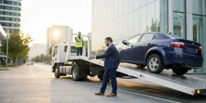 A car being towed, which raises the question of whether insurance does cover towing.