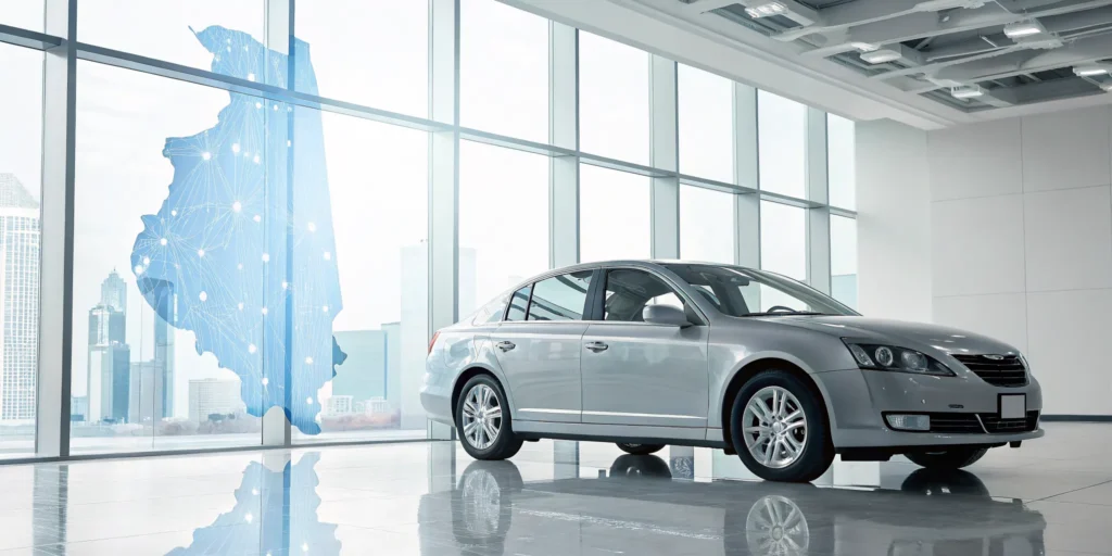 A silver car helps determine the cost of full coverage car insurance in Illinois.