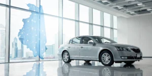 A silver car helps determine the cost of full coverage car insurance in Illinois.