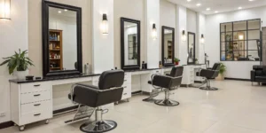 The interior of a small salon, a key factor in determining how much insurance is for the business.
