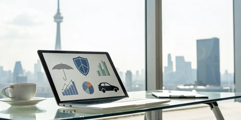 Comparing full coverage car insurance quotes in Illinois on a laptop.