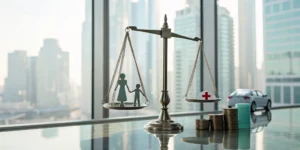 A scale balancing a family's finances against medical costs to determine bodily injury liability limits.
