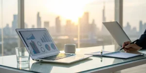 Comparing affordable life insurance options on a laptop with charts and graphs.