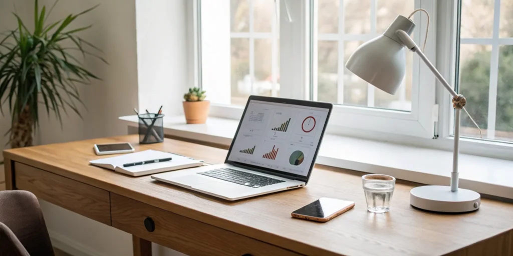 Laptop on a desk showing charts to compare homeowners insurance rates.