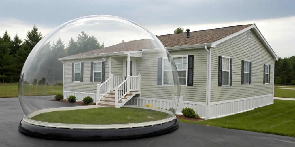 A manufactured home protected by an insurance policy covering its full replacement cost.