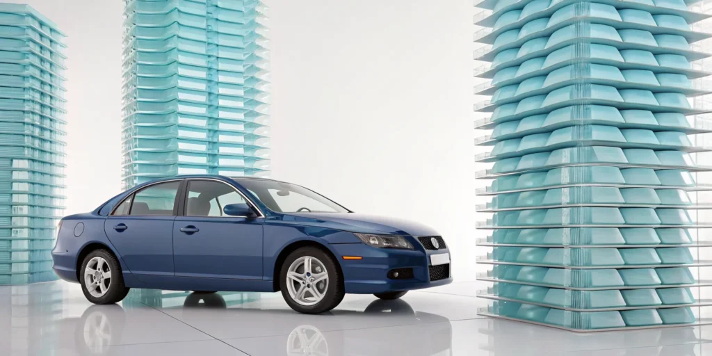 A car on a stack of blocks showing the added protection of stacked uninsured motorist coverage.