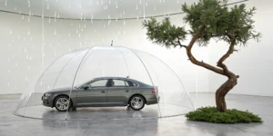A car protected by comprehensive coverage from damage like falling objects.