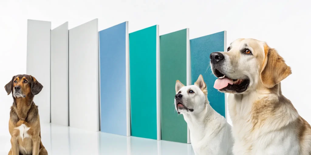 Three different dog breeds sit side-by-side for a comparison of the best pet insurance for dogs.