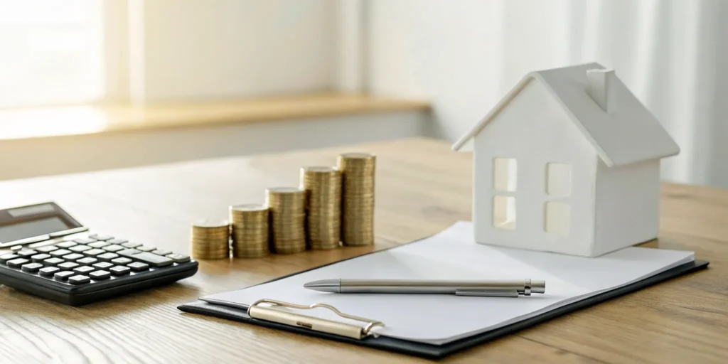 Calculating the average homeowners insurance cost with a house model and calculator.