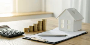 Calculating the average homeowners insurance cost with a house model and calculator.