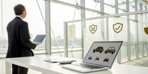 Person using a laptop to compare auto insurance plans and find the best rates.