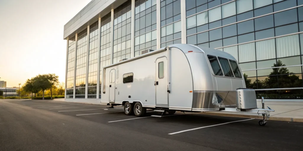 A travel trailer ready for the road with a comprehensive RV insurance policy.
